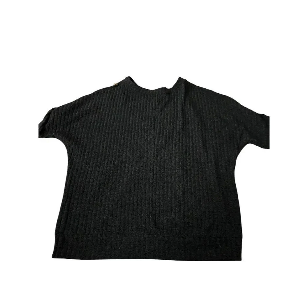 Parallel Skies Women's XL dark gray Short Sleeve Sweater Button Detail 172